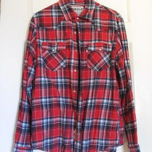 Levi's Men's Red Plaid Flannel Long-sleeve Shirt - Medium
